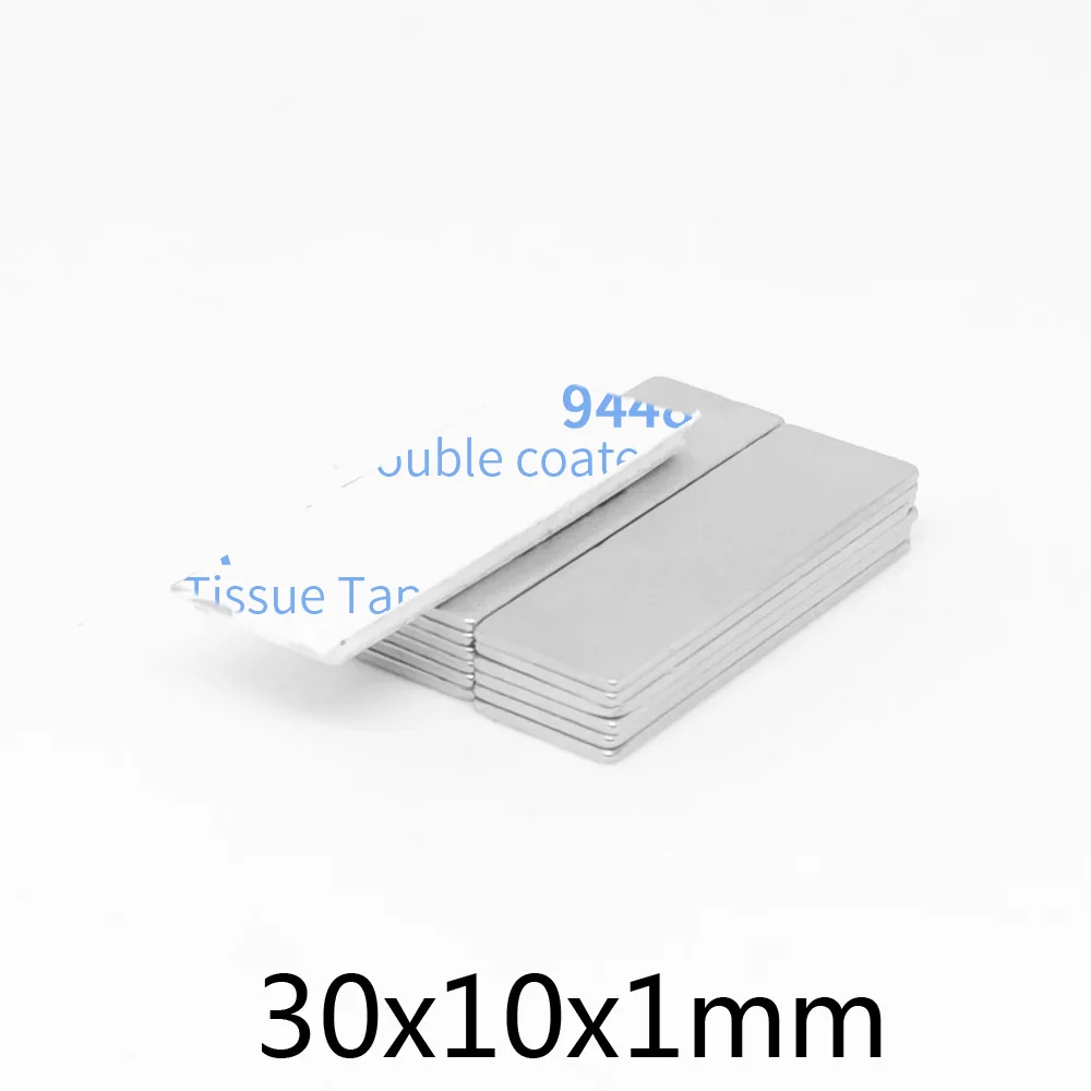 30x10x1mm Thin Block Powerful Magnets Strong Magnet With Glue Tape For Fridge, DIY, Building, Scientific, Craft  30*10*1 30x10x1
