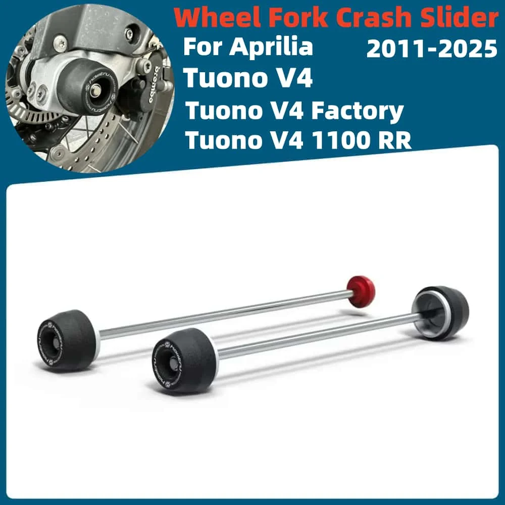 

For Aprilia Tuono V4 Factory / Tuono V4 1100 RR Factory 2011-2025 Rear Front Axle Fork Crash Slider Motorcycle Wheel Protector