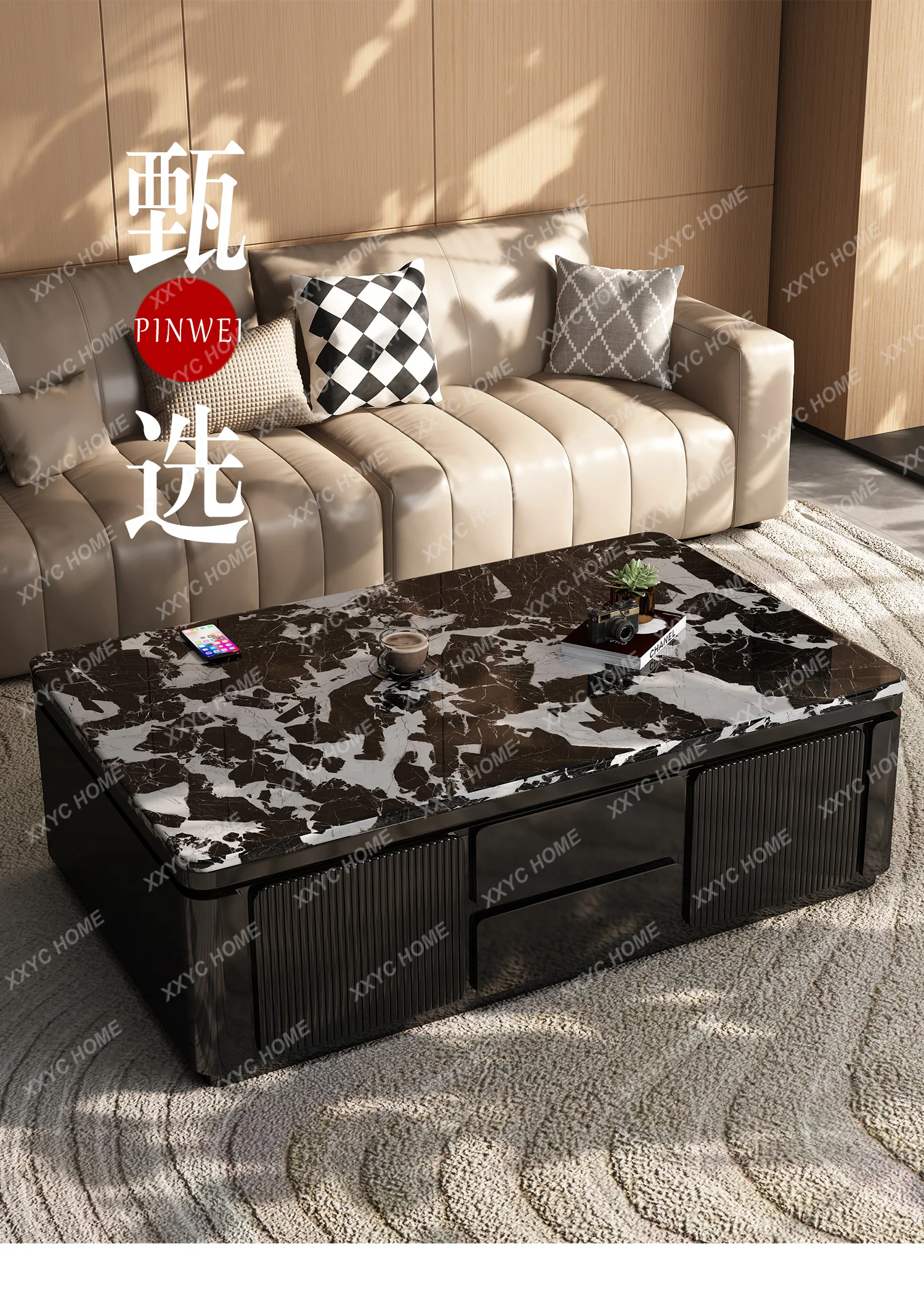 L Natural Marble Imported Luxury Stone Light Luxury Villa Home Living Room Luxurious High-End Feel