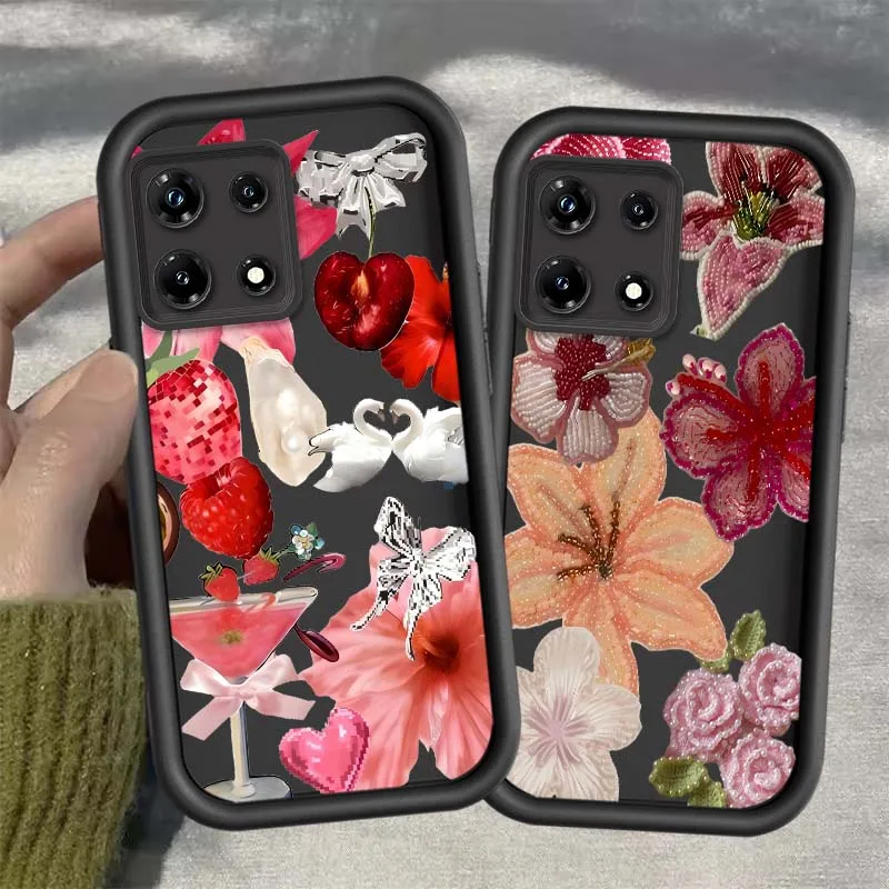Pink Hibiscus Flower For Infinix itel S24 S18 RS4 P65 P55 P40 P38 A90 A80 A04 A48 City 100 GT 30 ultra Phone Case Cover
