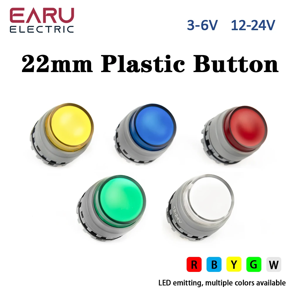 22mm Ultra Short Button Switch Circular With Light Momentary Latching Press Type  Power Supply Waterproof Start Button 12V 24V