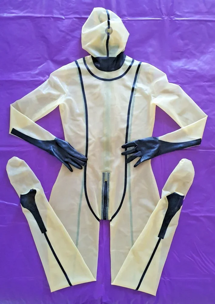 NEW Genuine Latex trasparente Enclosure Catsuit Cosplay Party Club Zentai body