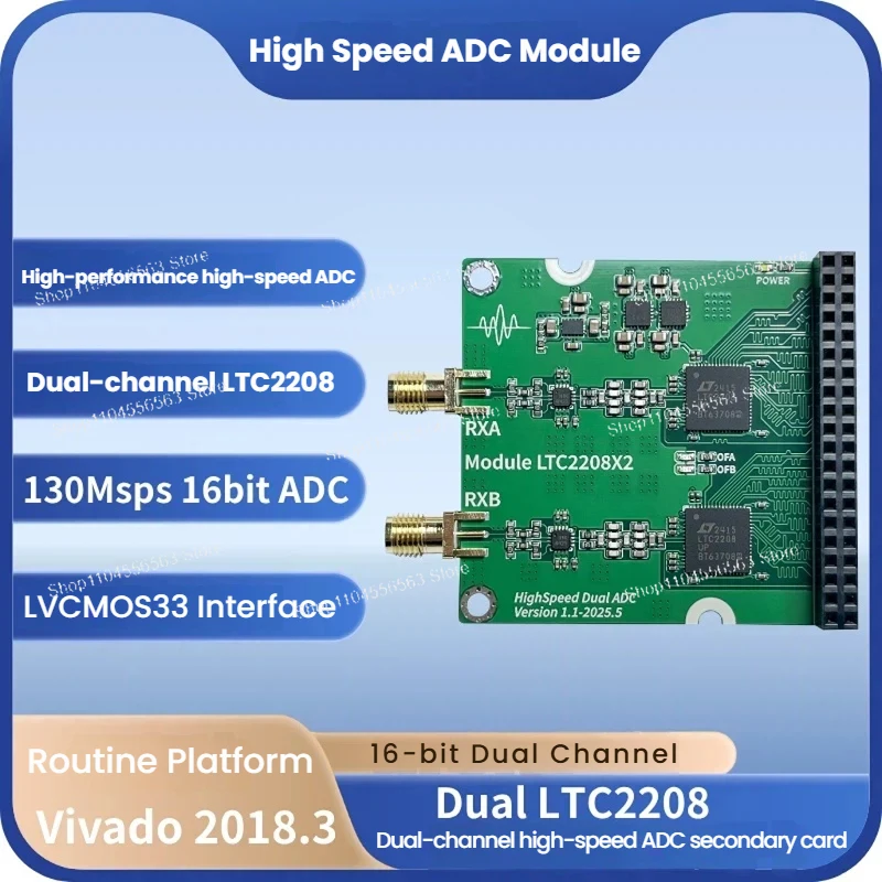 16-Bit Dual Channel High Speed ADC Module LTC2208 for FPGA Development Data Acquisition Board