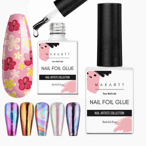 Makartt-Gel de pegamento de lámina para uñas, transferencia de Gel de lámina para pegatinas artísticas para uñas, Gel de transferencia de lámina de fuerte adherencia para remojar el salón