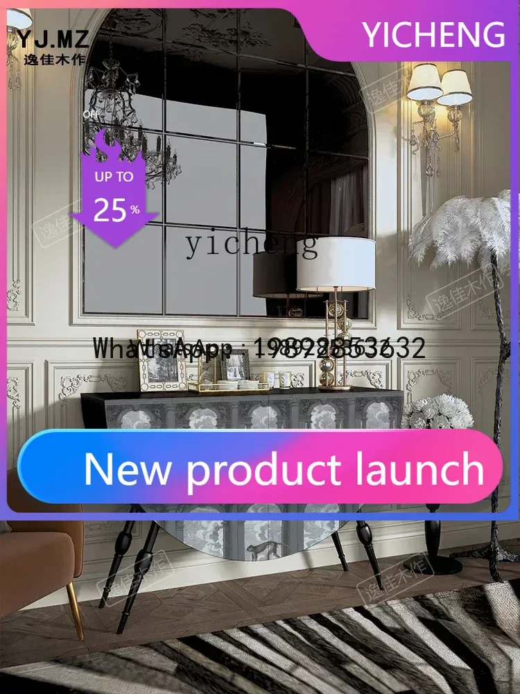 LYY   French retro solid wood porch cabinet household home decoration cabinet living room sofa side cabinet
