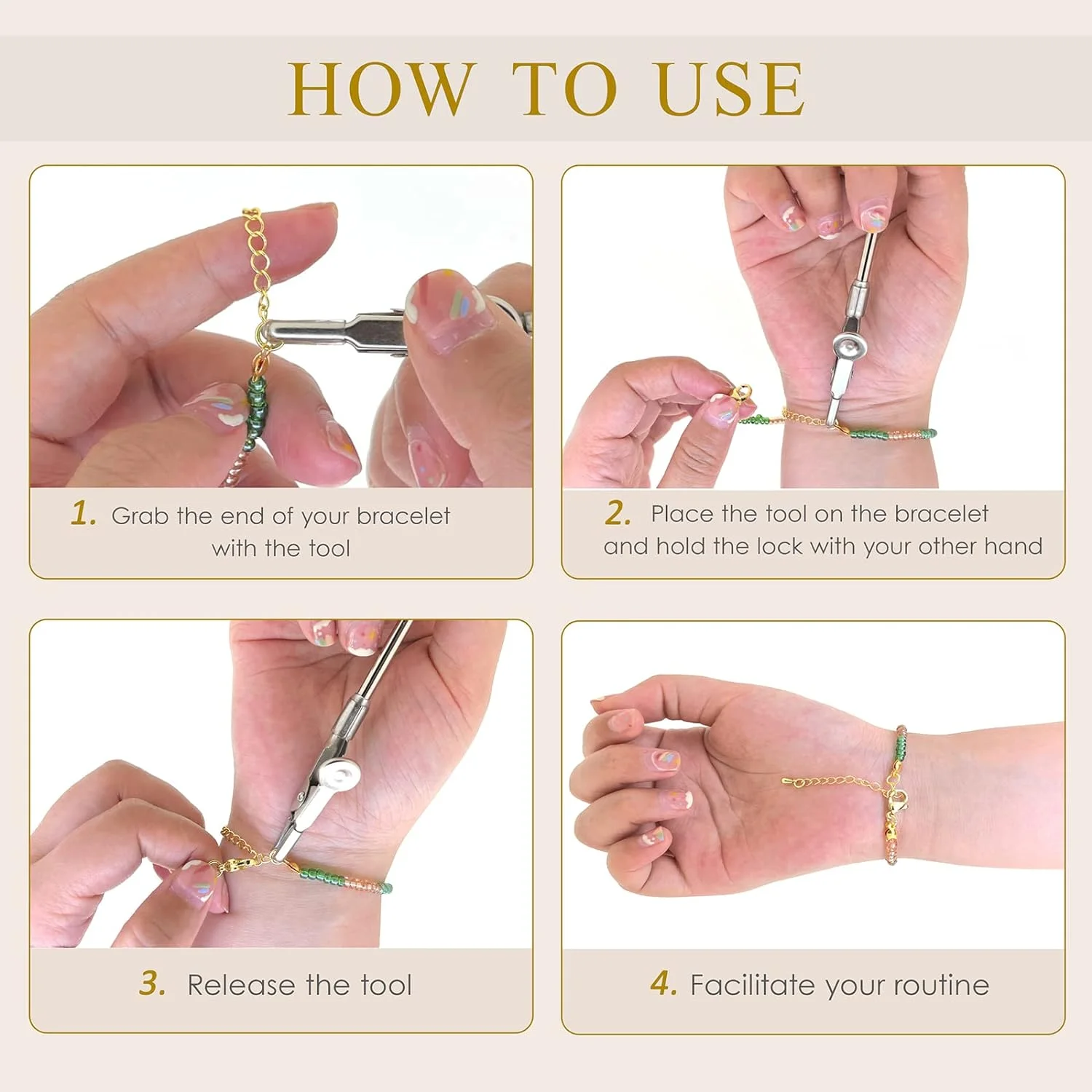 XUQIAN Bracelet Assistance Tool Buddy Jewelry Helper Fastening and Hooking Equipment for Necklace Watch Band Jewelry Clasps