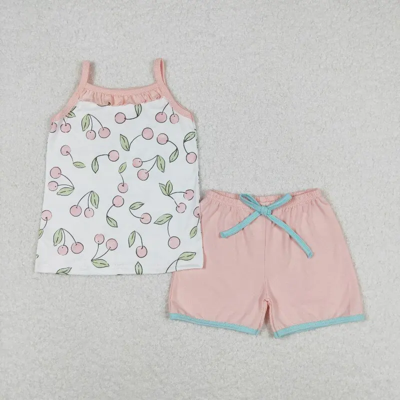 X12.18 Western-style baby girl embroidered puppy pink short-sleeved shirt and white shorts set