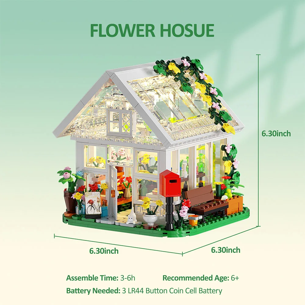 Flower House Building Set Compatible with Lego Flower Friends House Warmth Architecture Brick Model Toy Girls Valentine\'s Gift