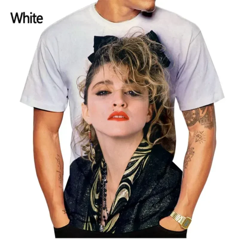 Fashion Men Clothing Pop Female Singer Madonna 3D Print T-shirt Personality Hip Hop Harajuku Street Unisex Oversized T Shirt