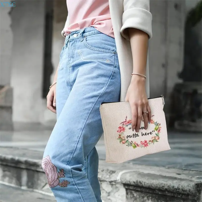 X7XC Practical Linen Makeup Bag Cosmetics Purse for Brushes Beauty Item
