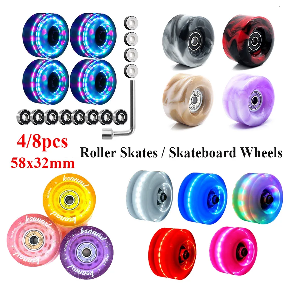 4/8 Pcs 58x32x Mm Purple Clay Roller Skates Wheels Hardness Surf Skateboard Wheels Skate Board Outdoor Carving Skating Sliding