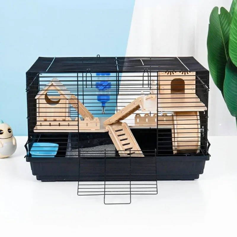 Two Floor Log Hamster Cage Large Space Special for Golden Bear Honey Bag Glider Nest Pet Supplies 47CM