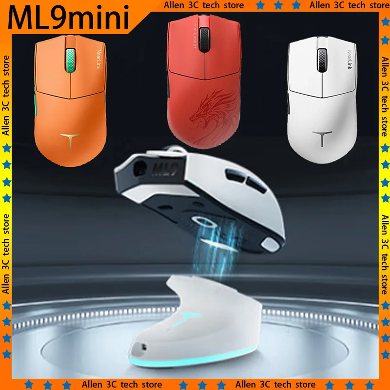 ThundeRobot ML9mini Wireless Mouse Star Flash 3Mode Paw3950pro Magnetic Charging Base 8K Office Laptop Gamer PC Gaming Mouse