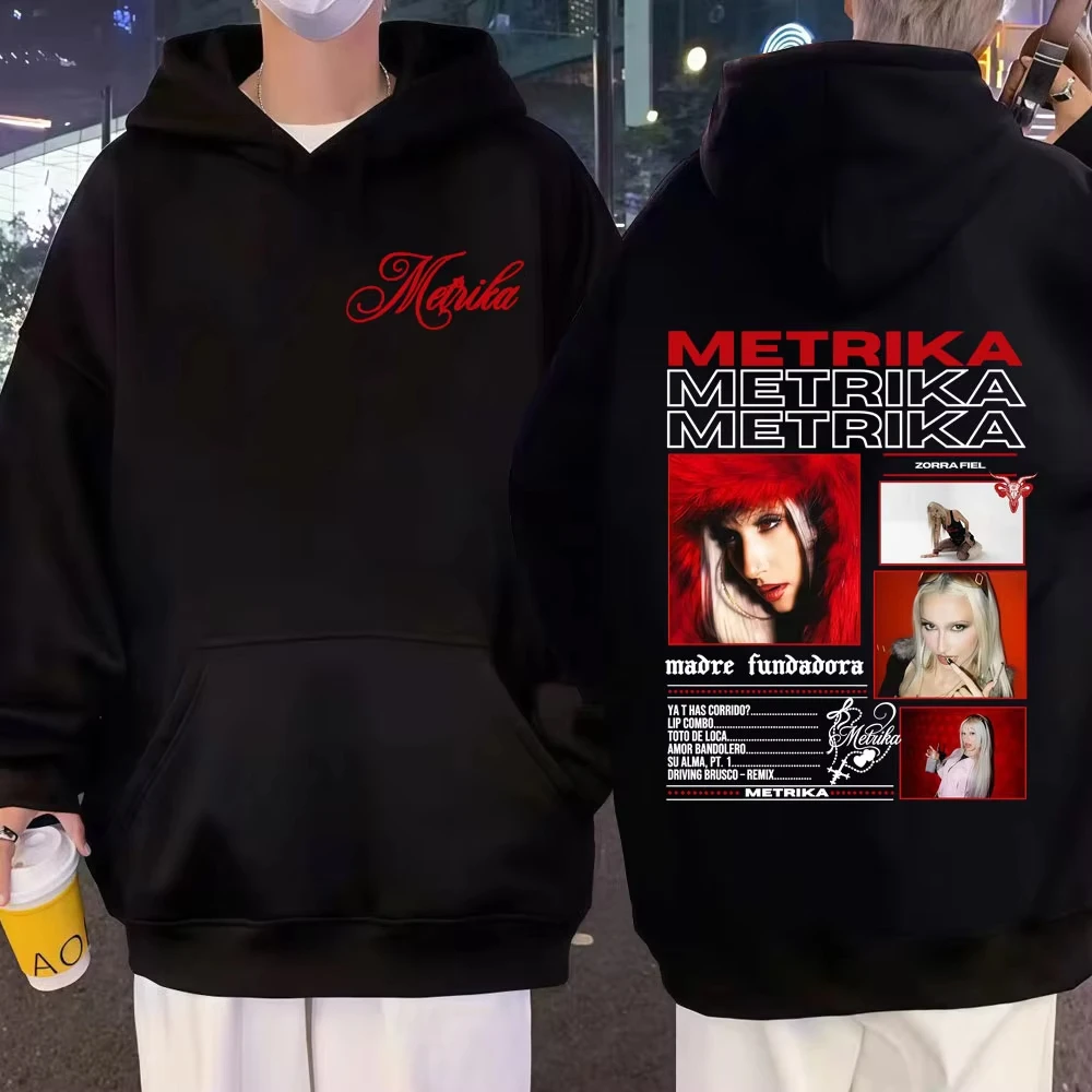 

Свитшот Metrika Madie Fundadora Album Tour Graphic для мужчин и женщин, ретро-модный оверсайз худи с длинными рукавами, уличная одежда