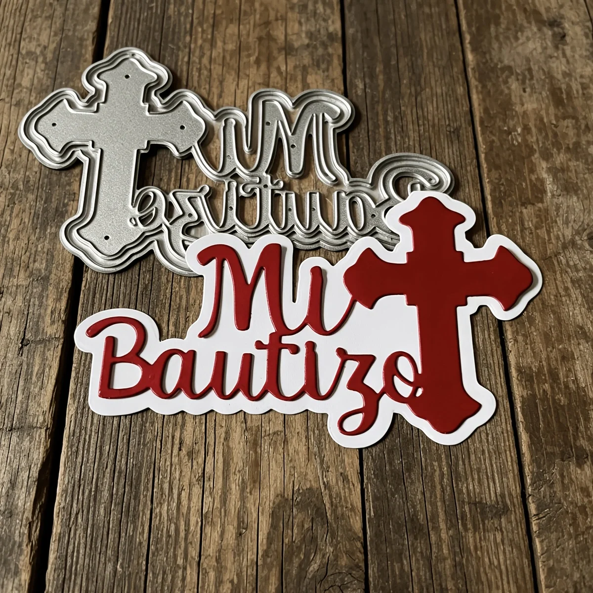 Spanish Word 'Mi Bautizo' Metal Cutting Dies for DIY Scrapbooking Card Making Handmade Embossing Craft Die Cut Decoration