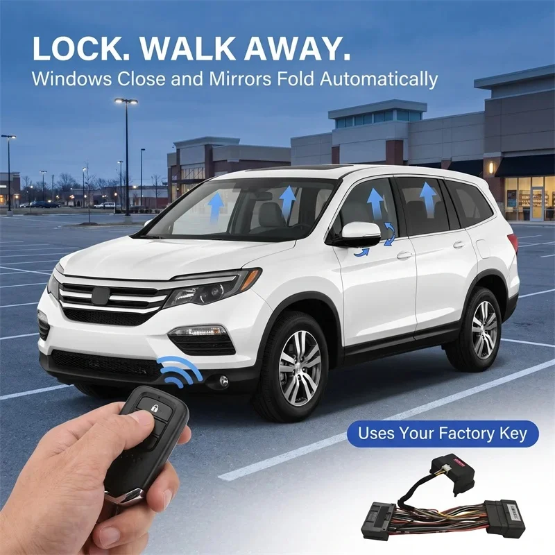 Lock Activated Control Module, Auto Window Roll Up & Side Mirror Fold Accessory for Honda CR-V 2017-2026
