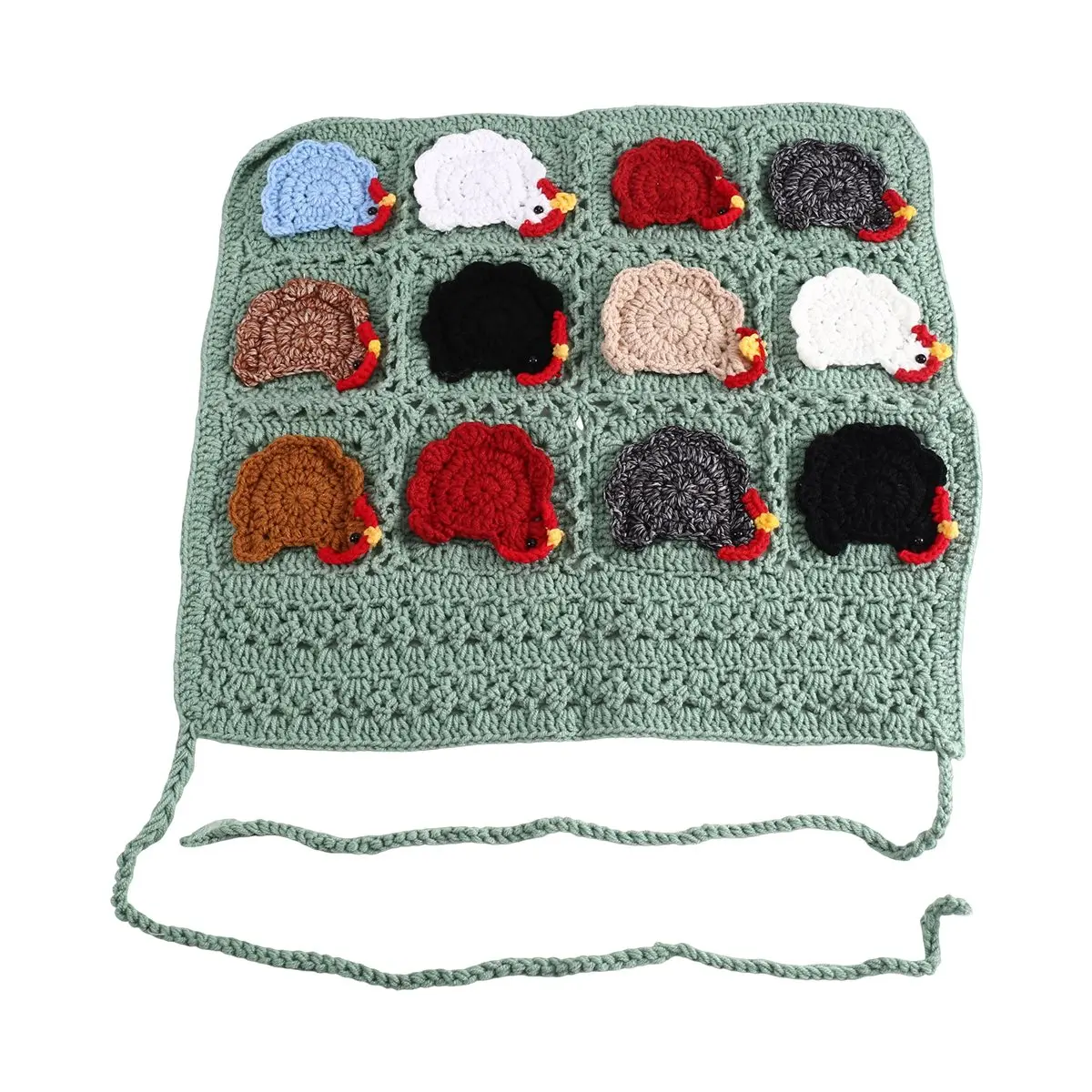 Crochet Chicken Apron Handmade Egg-Gathering Apron with 12 Pockets for Farm Use Yarn Sleeveless Design