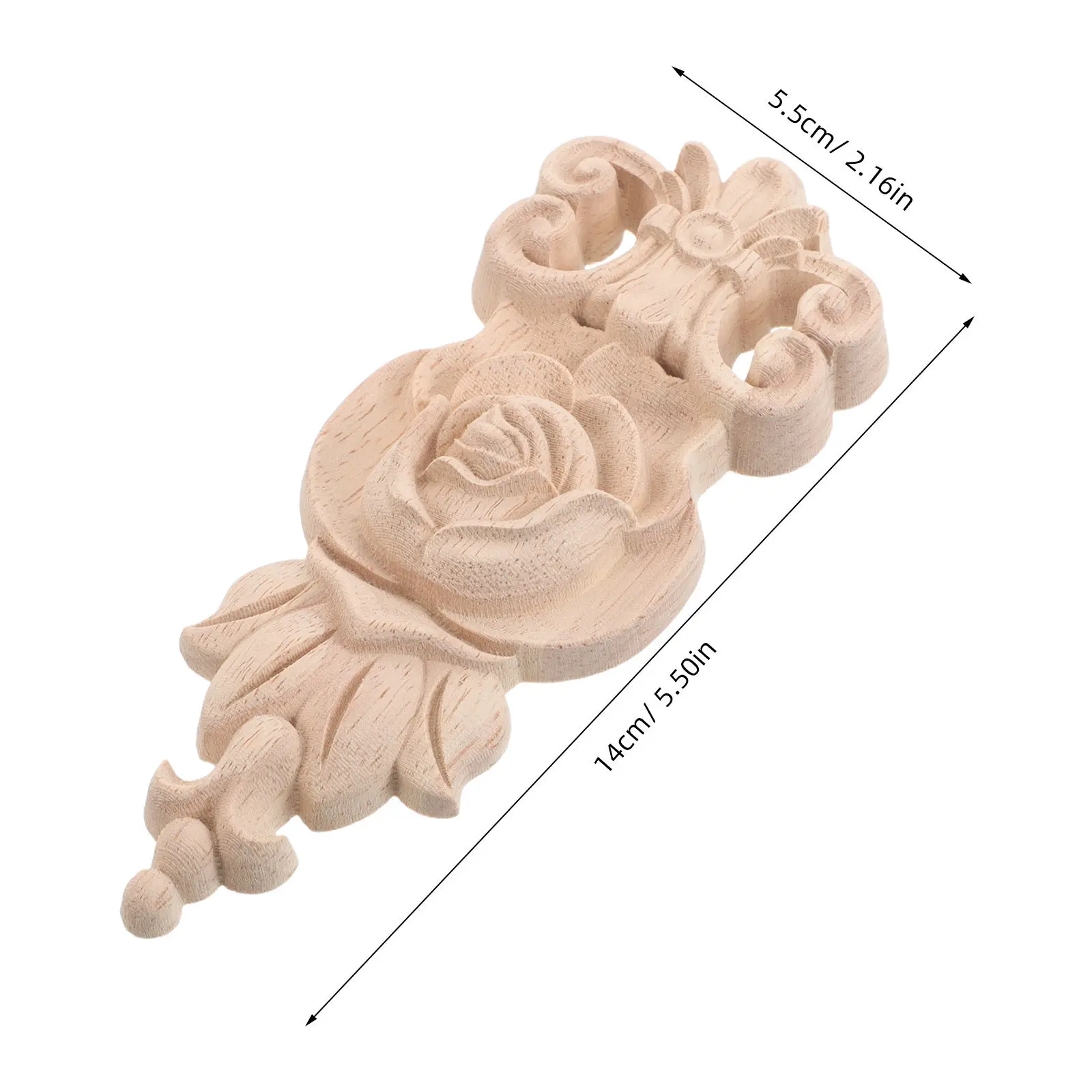 4Pcs Solid Wood Carved European Style Wood Appliques Decorative Onlay Furniture Decals for Cabinet Bed Door Window