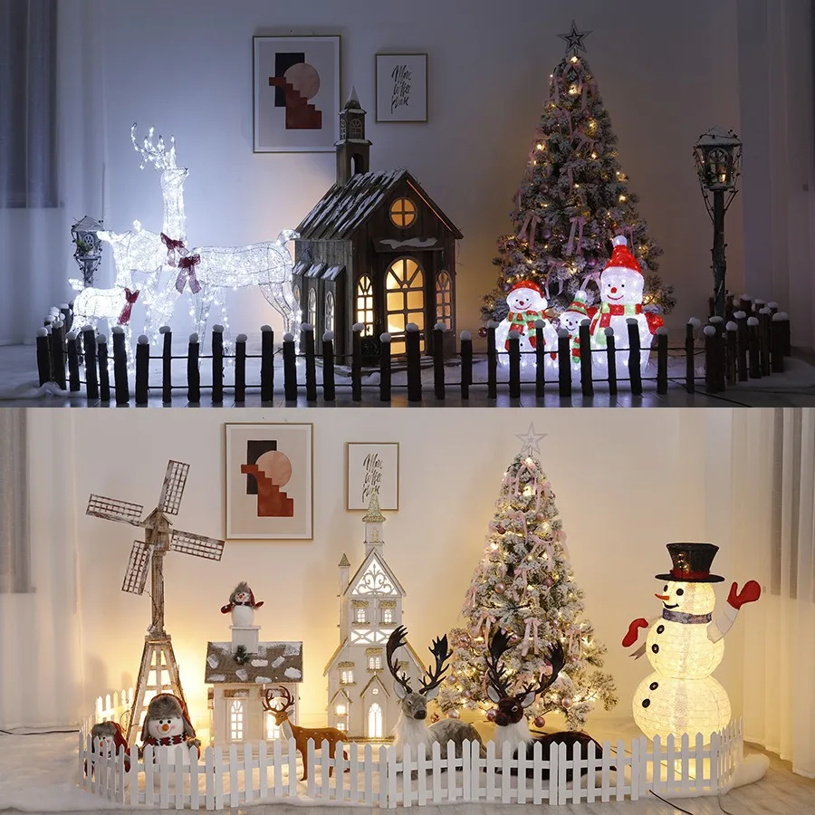 عيد الميلاد فندق التسوق مول بار مشهد كبير الديكور Meichen متوهجة القلعة منزل عطلة الزينة