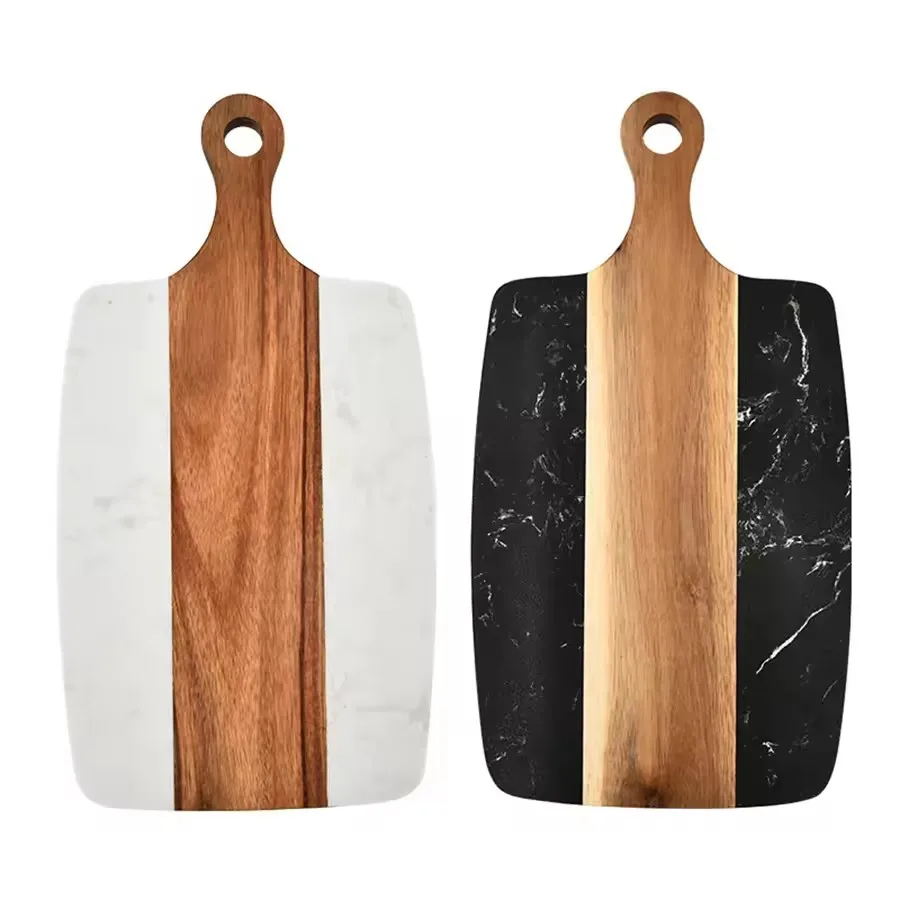 

Элегантная разделочная доска из дерева и мрамора, стильная и прочная разделочная доска, идеально подходит для нарезки и сервировки сыра или мяса