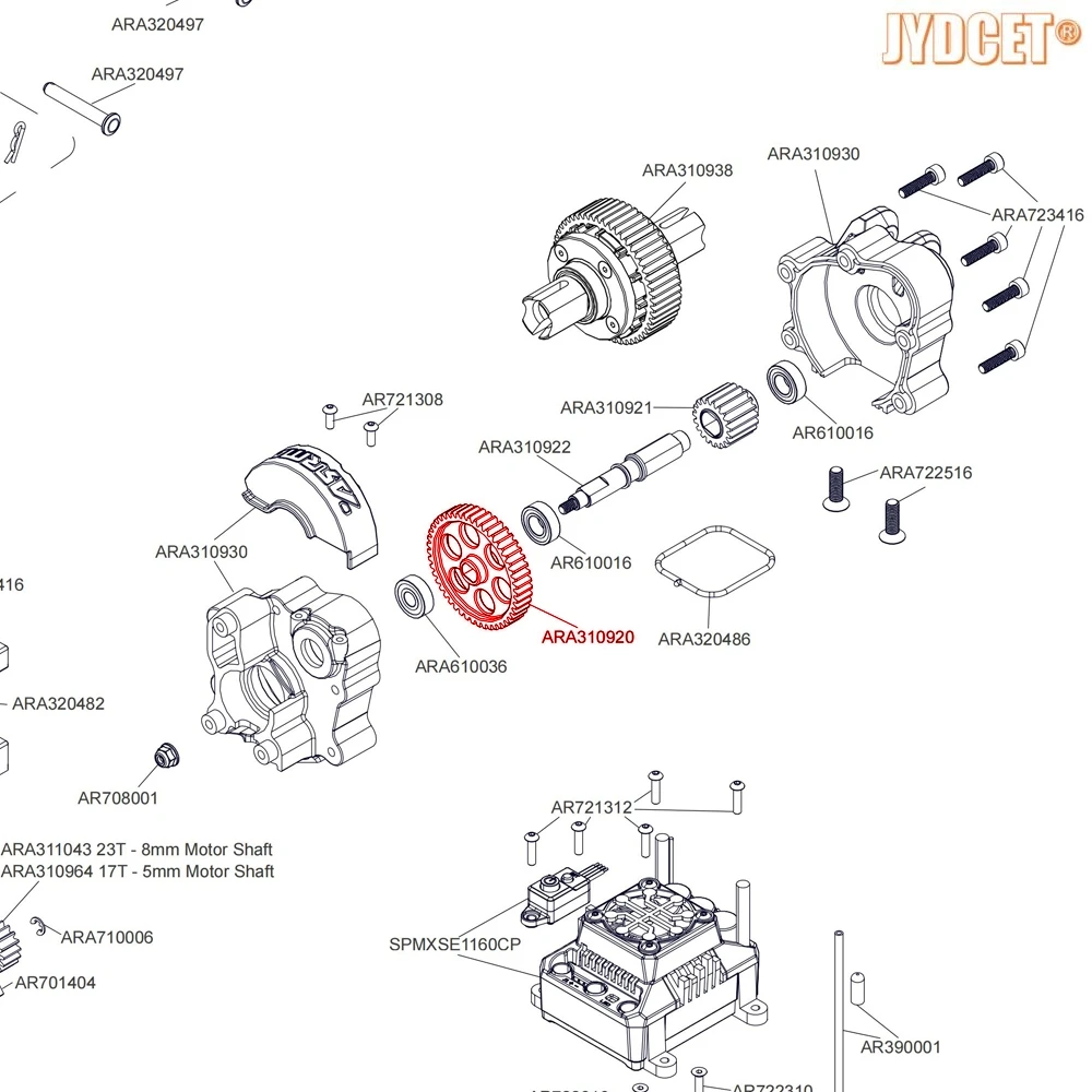 # ARA310920 Gehard Staal 47 Tanden M1 Tandwiel voor RC 1/5 ARRMA 8S Kraton Outcast ARA5208 # ARA110002T1 / # ARA110002T2
