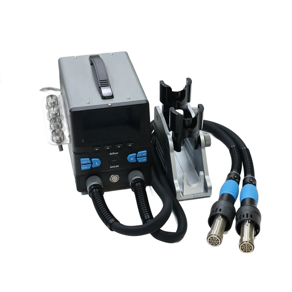 Gold Seller H414D Dual-Station Hot Air Rework Station - Dual Independent Stations Simultaneous Operation Auto Sleep Sensor