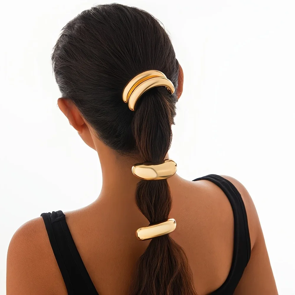 3/1 Stück elegante Legierungs-Haarbänder-Set mit ausgehöhltem Design, einfaches goldenes Haarband, beste Geschenkauswahl zum Valentinstag, Muttertag! – Detail 6