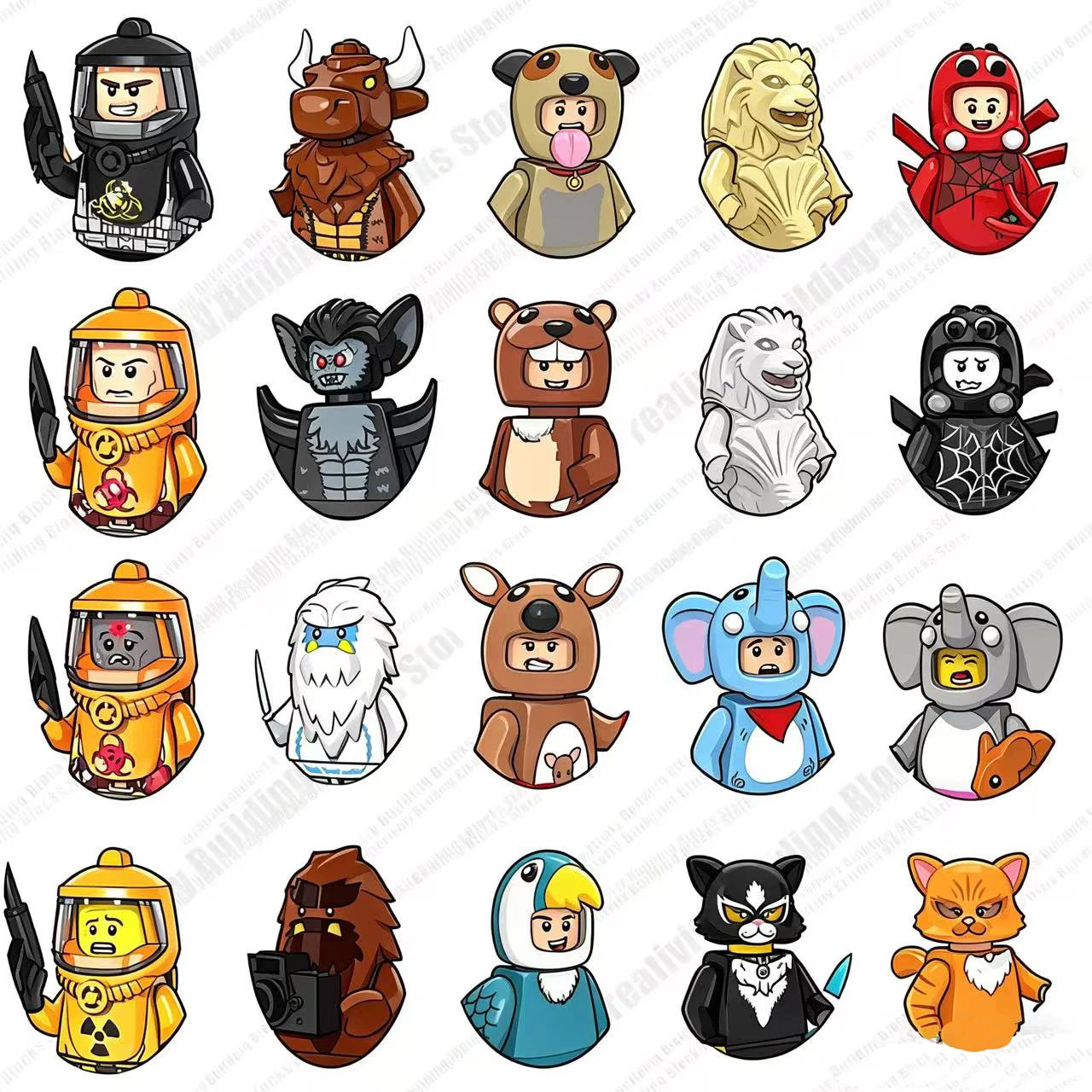 Beliebte Mini-Figuren-Serie Känguru-Mädchen und -Junge 3D-Modell DIY Baustein-Spielzeug Modellbausatz Kinderspielzeug Geschenk