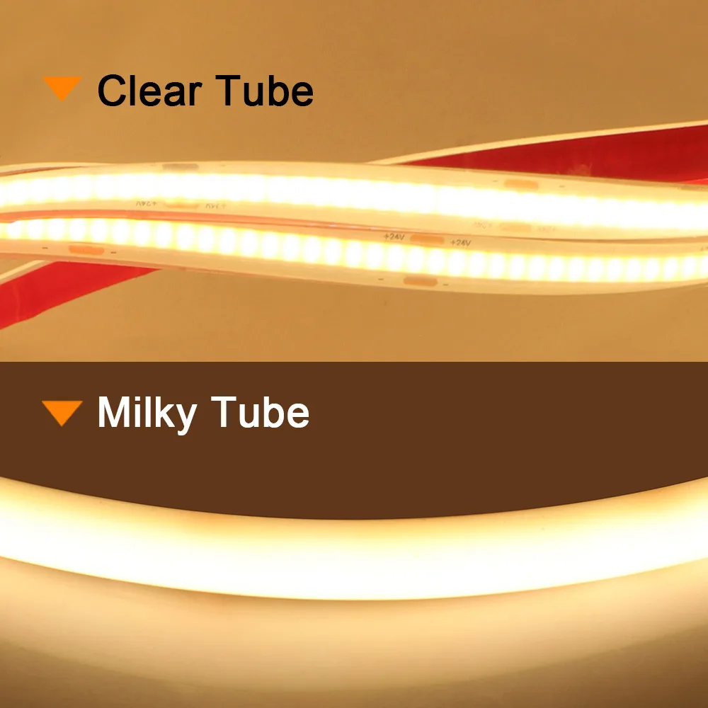 Tira de luces LED COB impermeable, tubo de silicona Flexible, lámpara de cinta, 12V, 24V, IP68, 5m, 10m, 15m, 20m, 320 LED, iluminación de