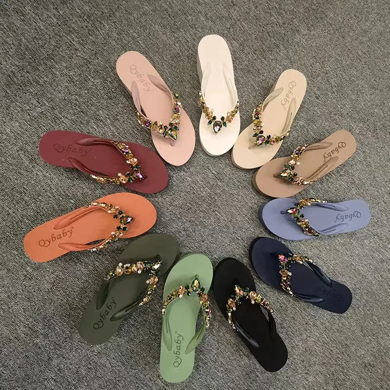 Fashion Women Summer sexy Slippers Rhinestones Decoration Sandals Outside Non-Slip Slides Flip Flop Casual Indoor Shoes Female