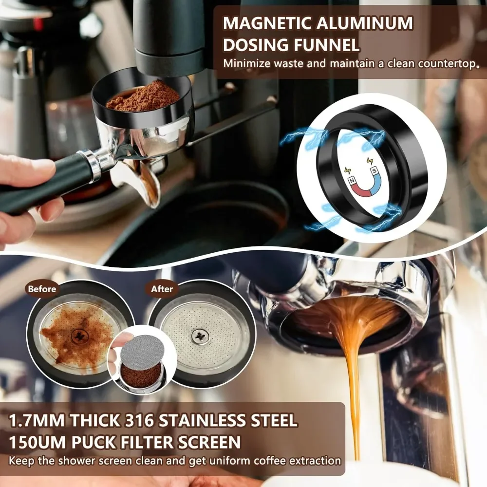 Kit de 25 accesorios para espresso con prensador de 51 mm y jarra de 350 ml, juego de prensadores para café, herramientas para baristas con cuchara de filtro y paño para el hogar o cafetería.