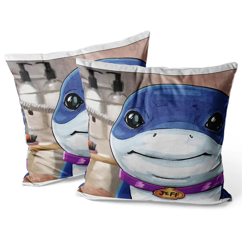 Gaslight Gatekeep Girlboss Jeff the Land Shark Throw Pillow Covers Cushion Cases Pillowcases 45cm x 45cm