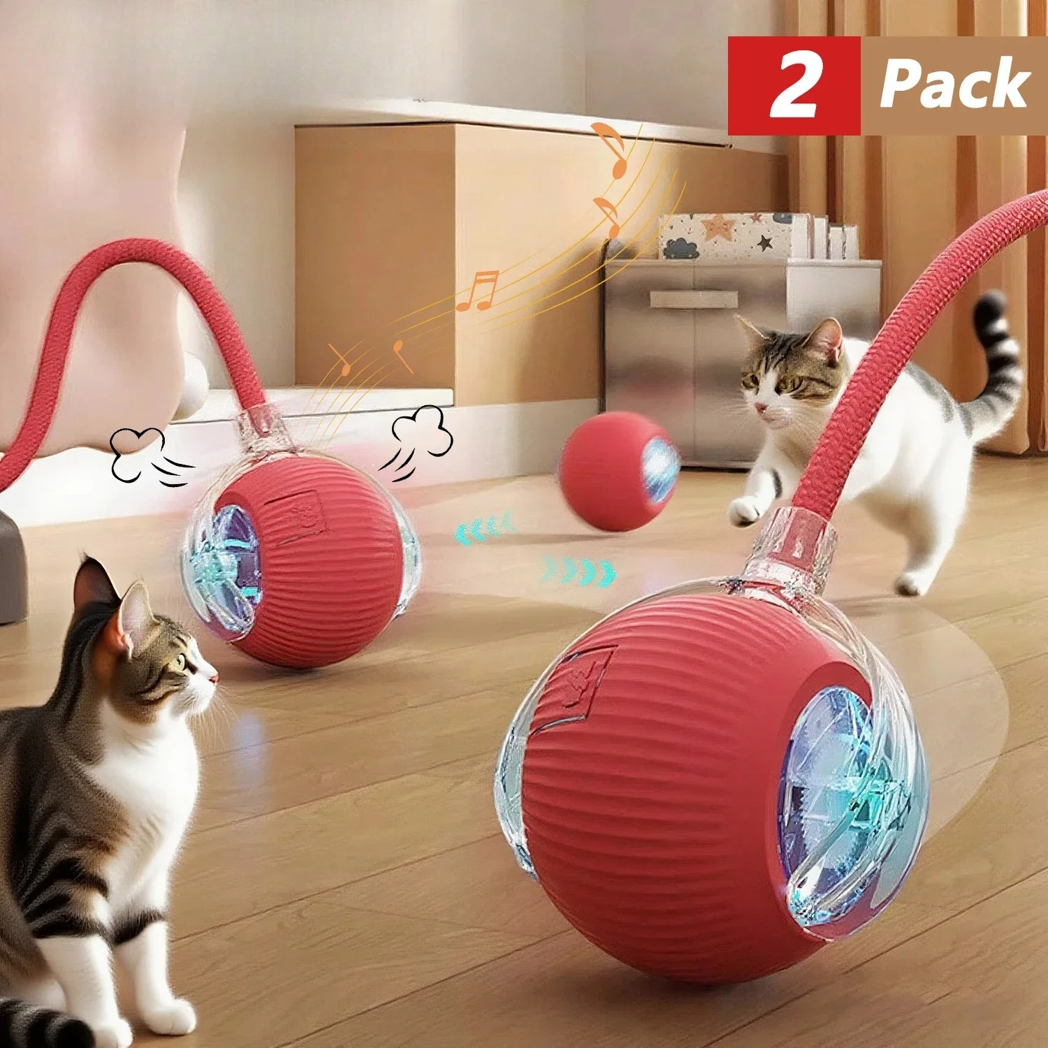 Cat Interactive Ball Toy Automatic Rolling Ball Faux Tail Rechargeable Smart Pet Electric Toy Dog Cat Training Imitate Mouse