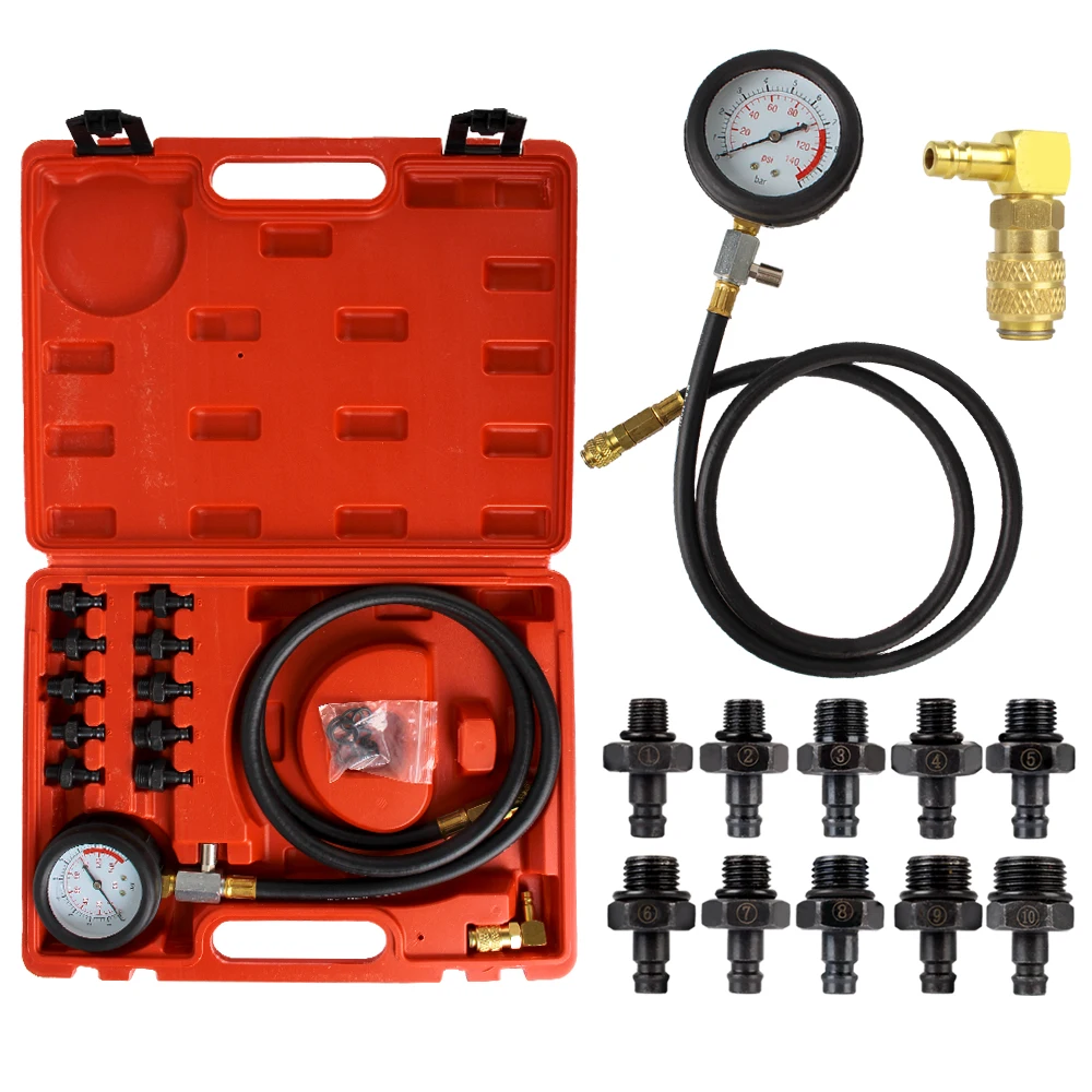 Car Tester Oil Pressure Test Sensor Kit 0~140psi 0~10bar Diagnostics Tools Quick Coupling Warning Device Vehicles Accessories