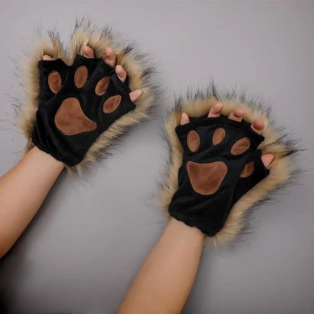 1 Set Cosplay Fake Fox Tail Hairpin Paw Gloves Soft Fuzzy Plush New Fox Cat Ears Headwear Club Dance Paty Costumes Prop