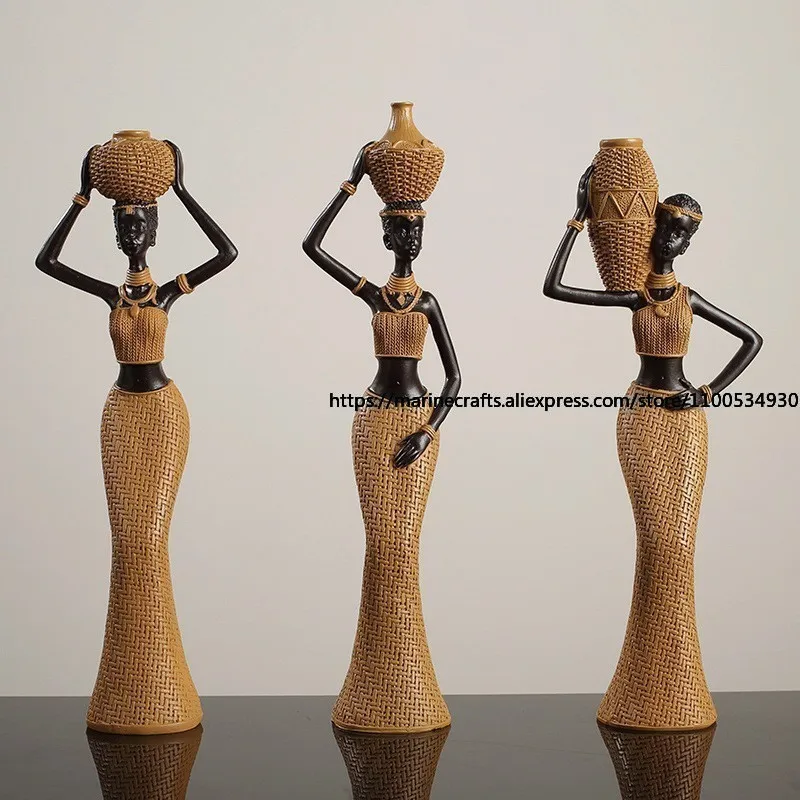

European Creative African Character Porch Ornament Home Jewelry Door Entrance Coffee Table Decoration Resin Crafts