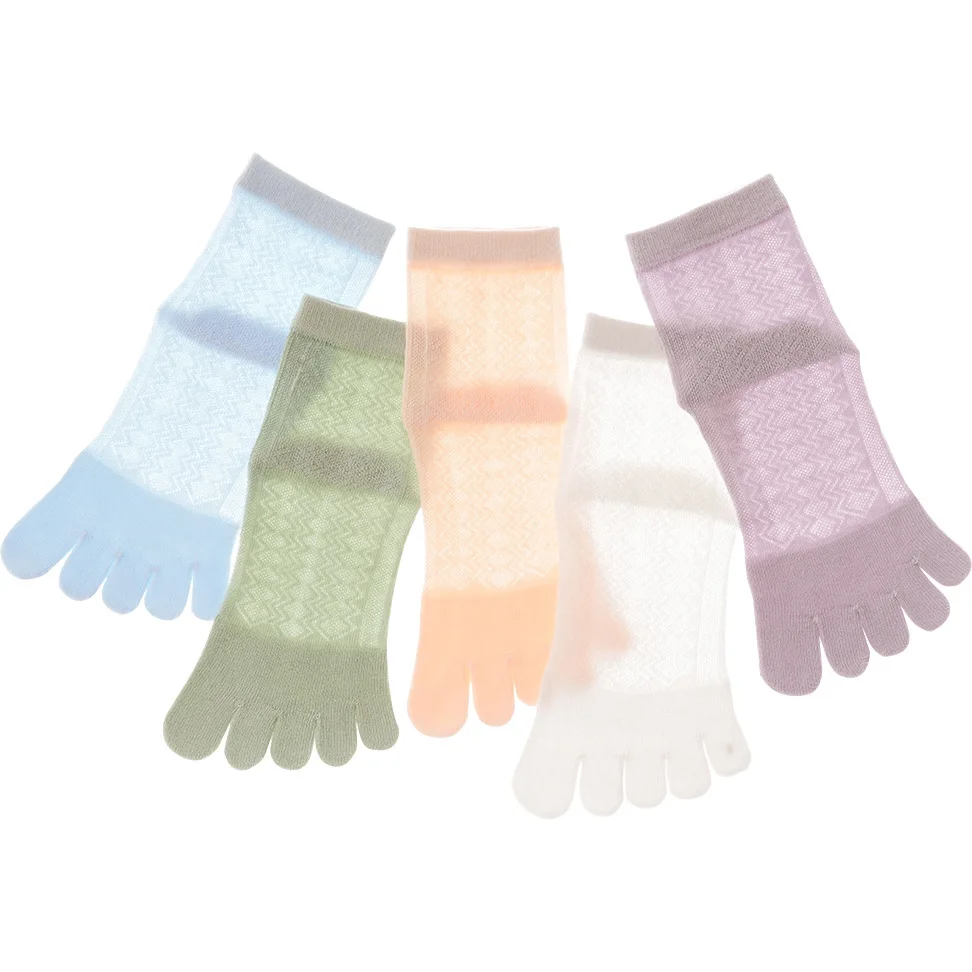 5 Pairs 2016 New Spring Summer Solid Color Thin Cotton Finger Socks Baby Girls Short Corrected Toes Comfortable Cool Tabi Socks