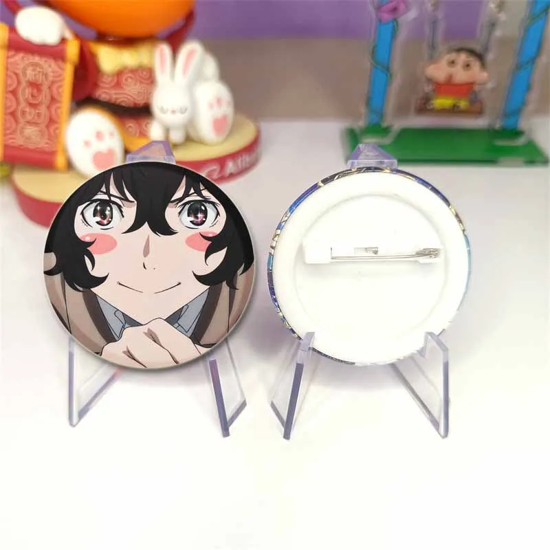 58mm Round Anime Brooches Cartoon Character Dazai Osamu Lapel Pins Cosplay Badges Backpack Clothes Bag Jewelry Accessories Gifts