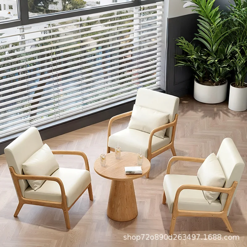 HYS milk tea shop cafe solid wood tables and chairs hotel homestay reception room reception negotiation sofa booth