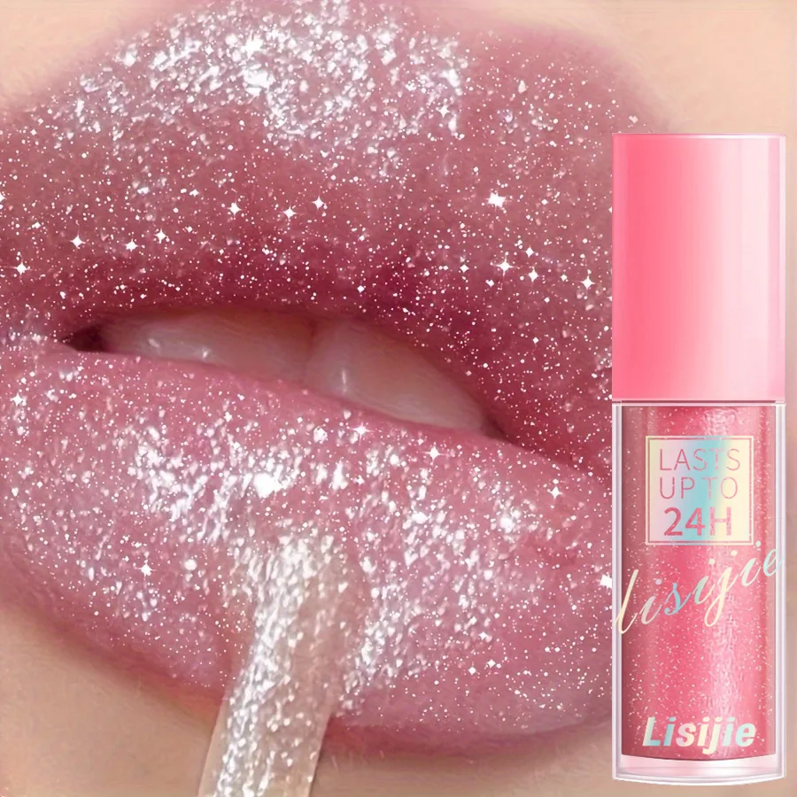 Diamonds Glitter Lip Gloss Lasting Waterproof Liquid Lipstick Pearl Shining Lip Color Sparkling Lip Makeup Lasts Up To 24H