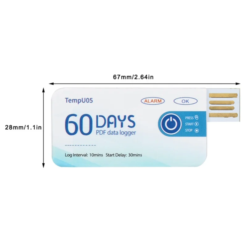 TempU05 Single Use Temperature Data Logger Disposable USB Temperature Recorder PDF Report