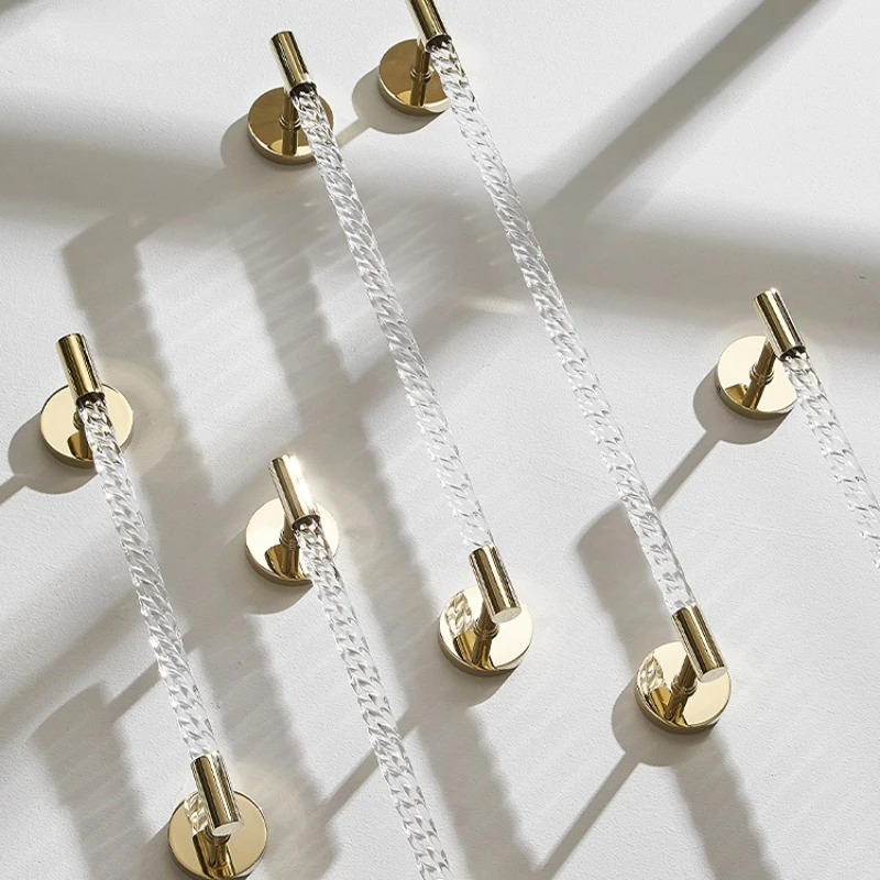 Towel rack non-perforated bathroom light luxury style acrylic wall-mounted bathroom shelf gold towel rod bath towel rack