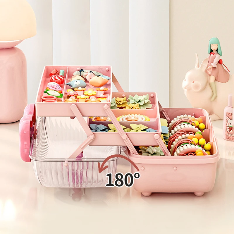 2023new Multi-layer Hairpin Storage Box Cute Girls Jewellery Box Children\'s Hair Accessories Storage Box Toy Storage Box