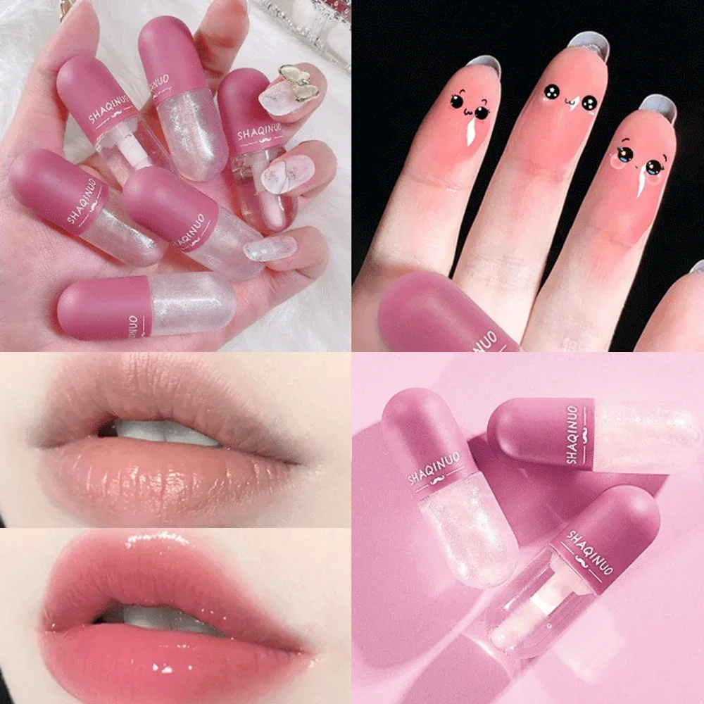 Mini Capsule Jelly Lip Gloss Color Change Glitter Lip Glaze Waterproof Long Lasting Moisturizing Lip Oil Lips Makeup Cosmetics