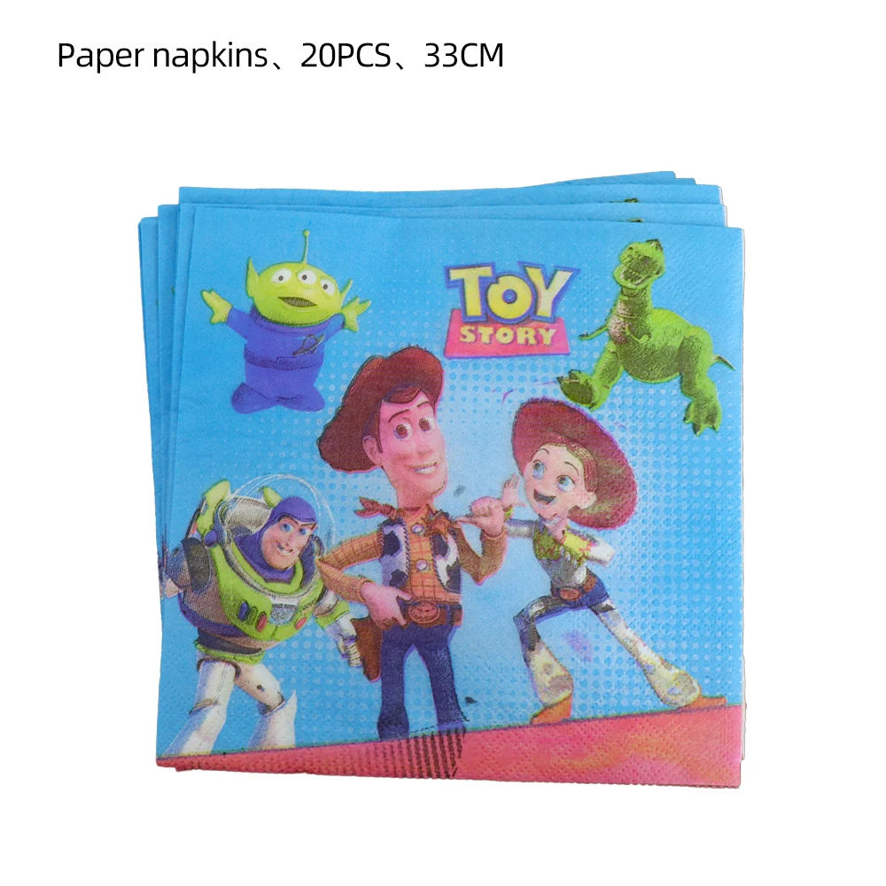 20Pcs/Bag Disney Toy Story Decoration Napkin Paper Tissue for Xmas Wedding Decor Woody Party Table Supplies Wholesale 18x17cm