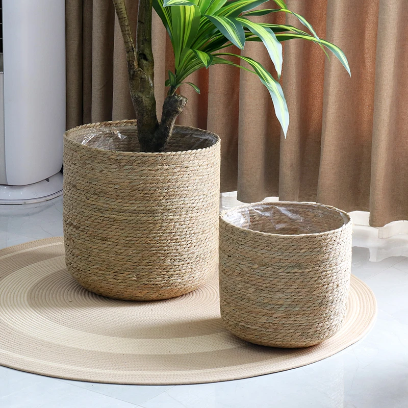 Vine Woven Straw Woven Flower Pots Simple Flower Baskets Green Plant Decorations Living Room Balconies Floor Flower Pots