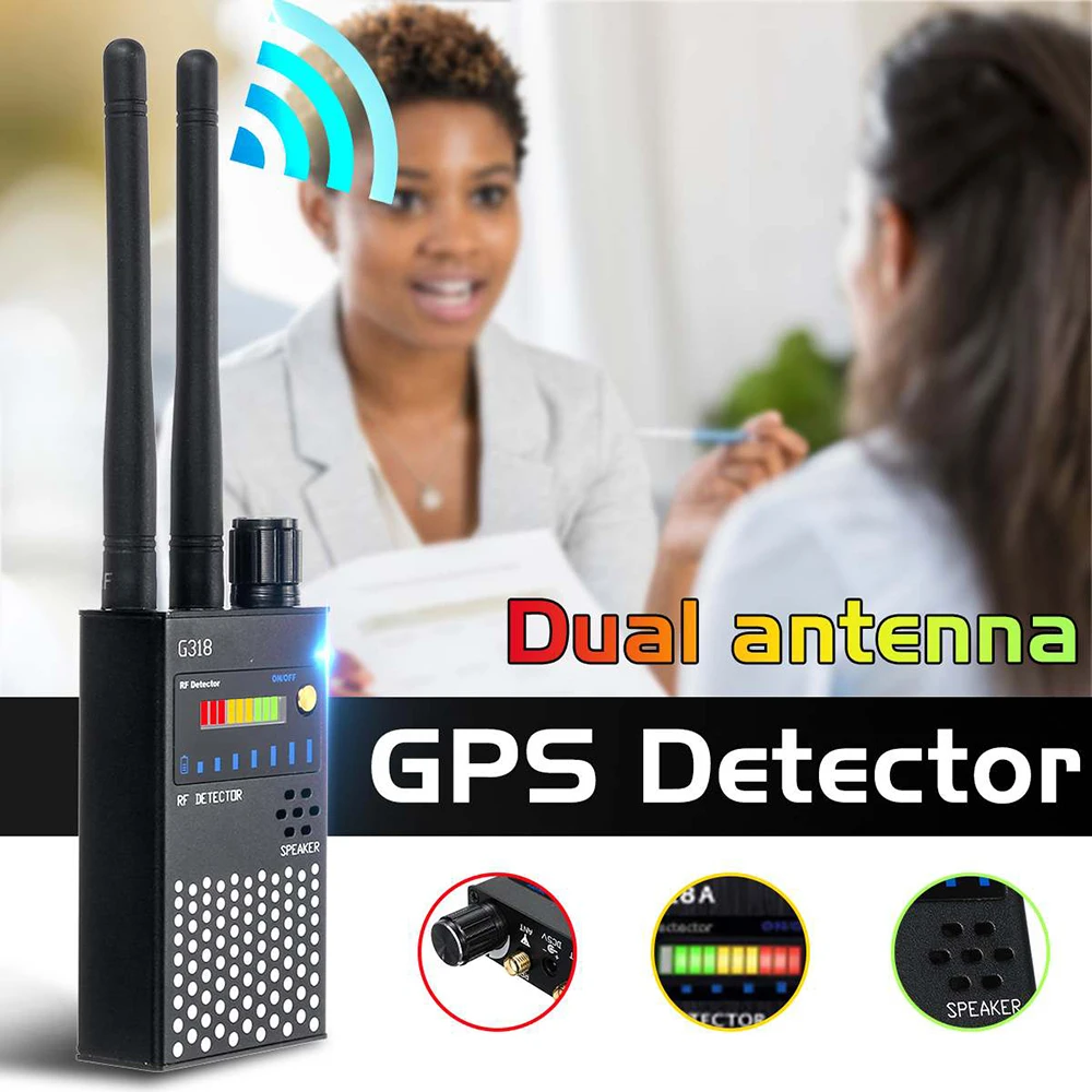 

G318A Anti-Eavesdropping Spy-Camera Bug Detector Wireless RF Signal Detect GSM GPS Lens Tracker Location Device Finder Scanner