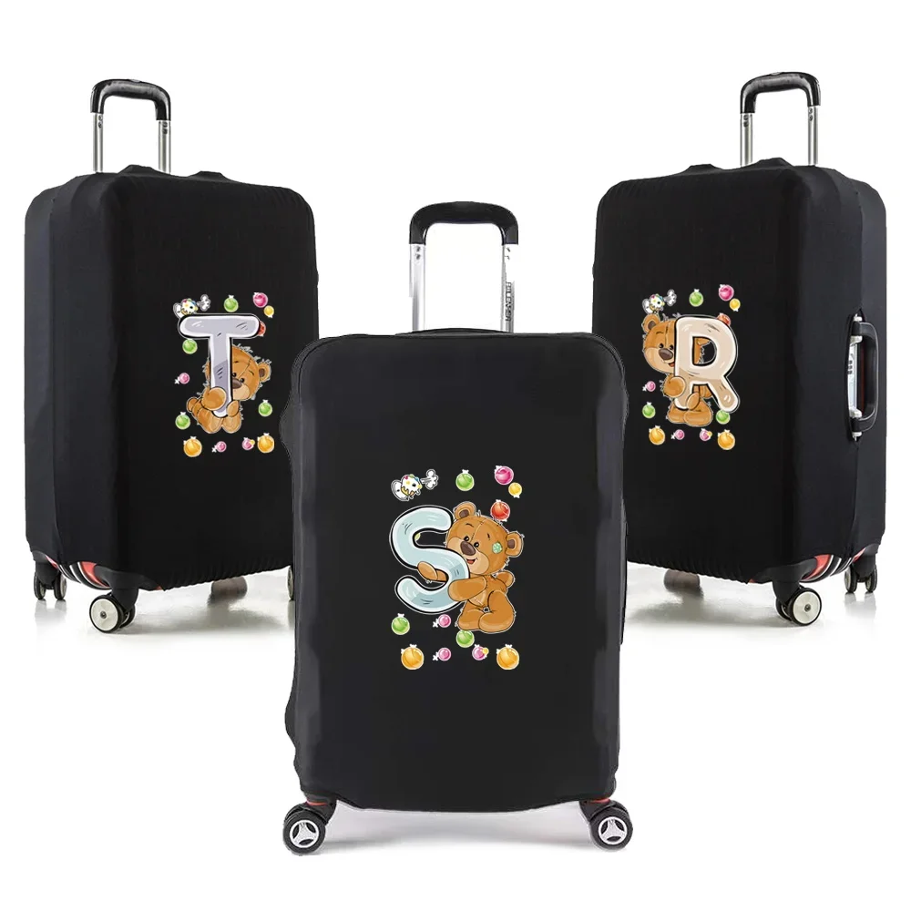 Travel Luggage Protective Cover 26 Letters Bear Print for 18-32 Inch Traveler Accessories Elastic Trolley Suitcase Protect Case