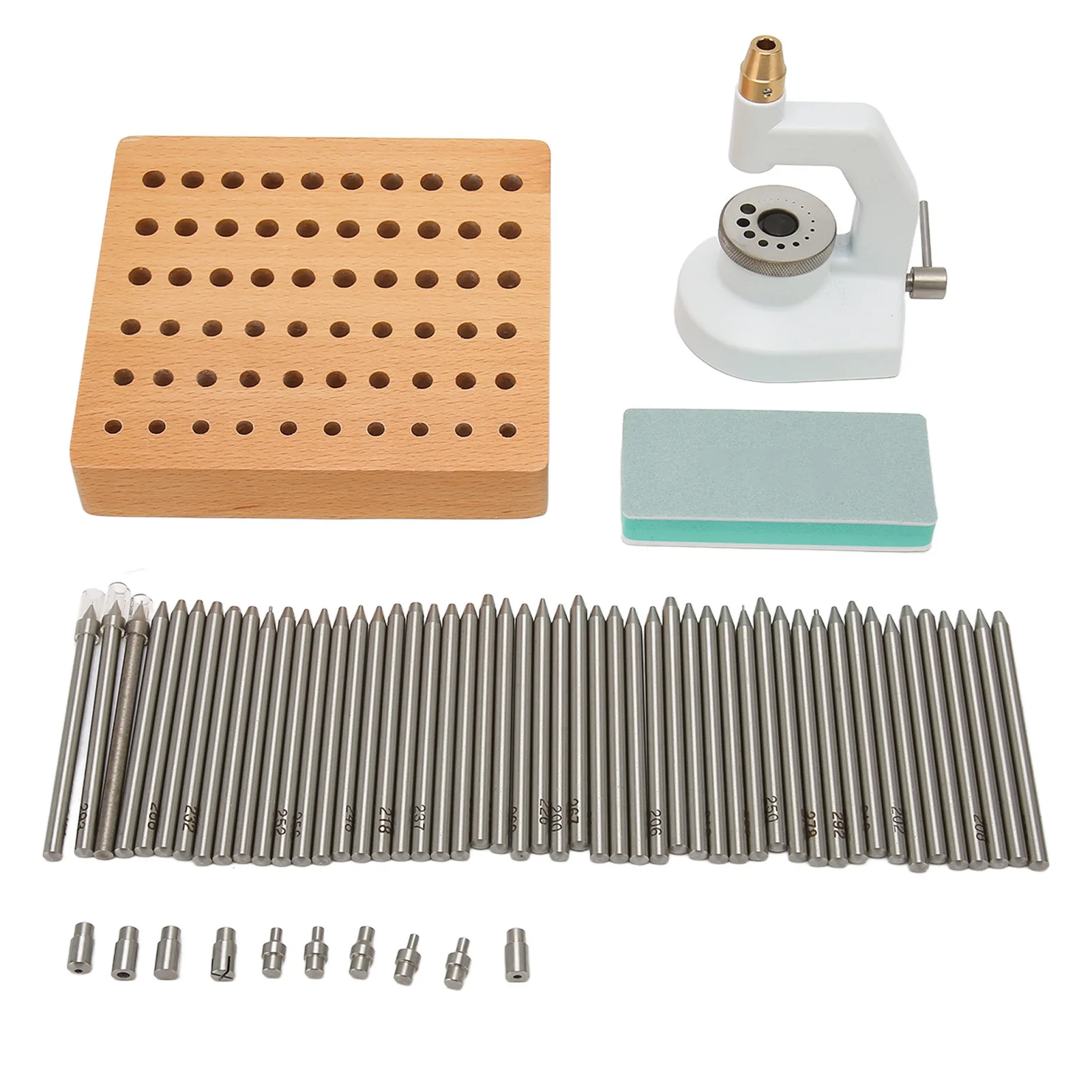 Watch Repair Staking Tool Kit with 50 Punches 10 Stakes Chinia Made 5285 Watchmakers Staking Tool Set
