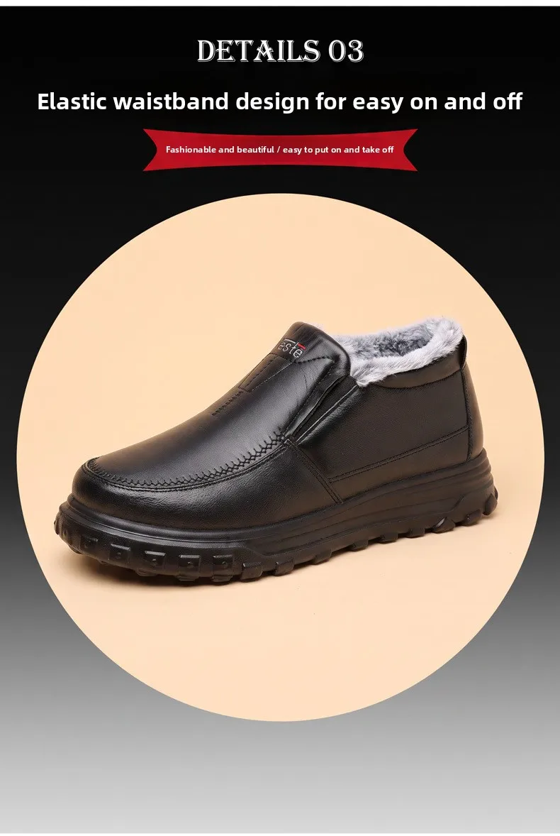 Herren Winter Slip-On Schuhe Wasserdicht Dick Plüsch Gefüttert Warme Casual Loafer Rutschfeste Plattform Schneestiefel – Detail 13